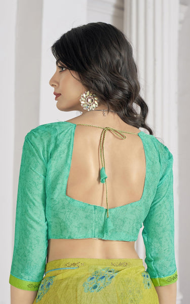 Printed Daily Wear Cotton Silk, Tussar Silk Saree (Lemon)