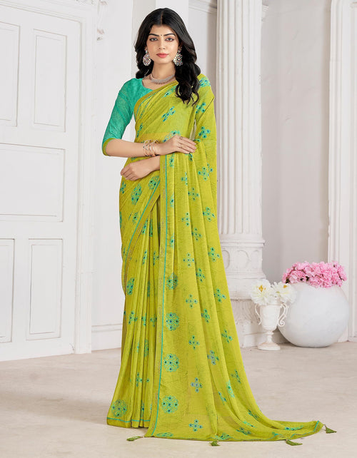 Printed Daily Wear Cotton Silk, Tussar Silk Saree (Lemon)