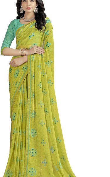 Printed Daily Wear Cotton Silk, Tussar Silk Saree (Lemon)