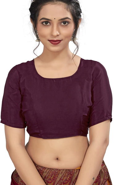 Plain Self Printed, Italian Silk Crape Saree With Contrast Pallu (Maroon)