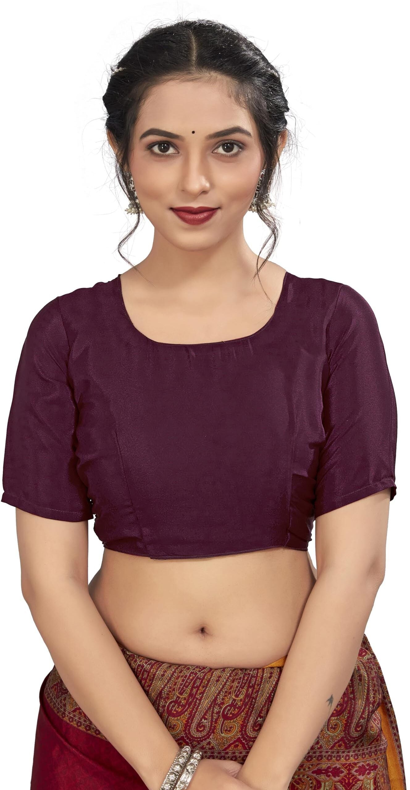 Plain Self Printed, Italian Silk Crape Saree With Contrast Pallu (Maroon)
