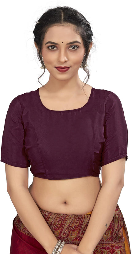 Plain Self Printed, Italian Silk Crape Saree With Contrast Pallu (Maroon)