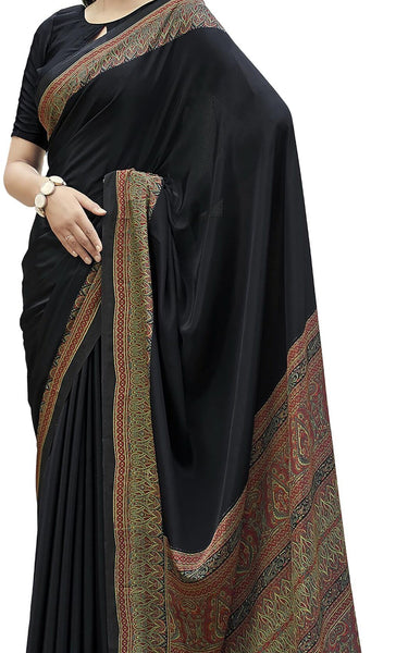 Graphic Print, Printed Bandhani Chiffon, Georgette Saree (Orange)