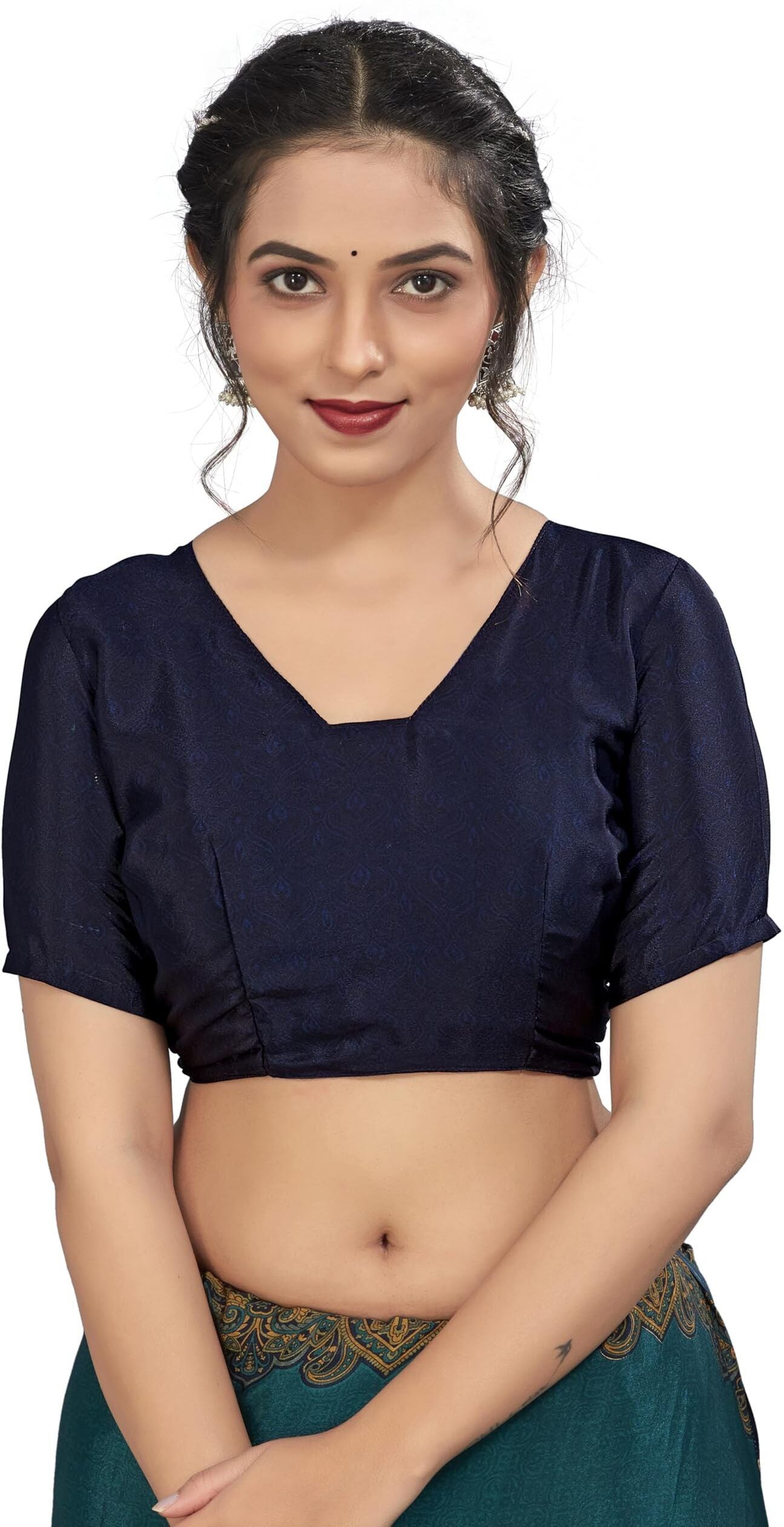 Plain Self Printed, Italian Silk Crape Saree With Contrast Pallu (Rama)