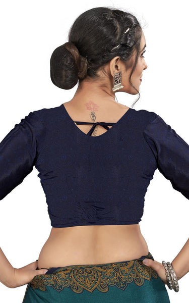 Plain Self Printed, Italian Silk Crape Saree With Contrast Pallu (Rama)