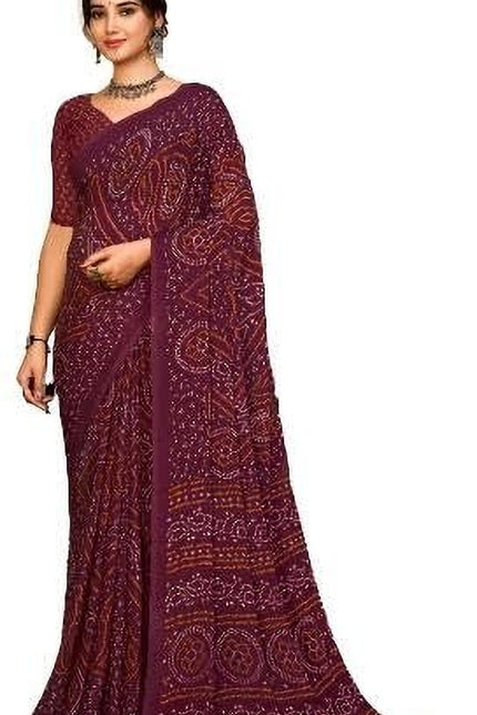 Graphic Print, Printed Bollywood Chiffon, Georgette Saree (Maroon)