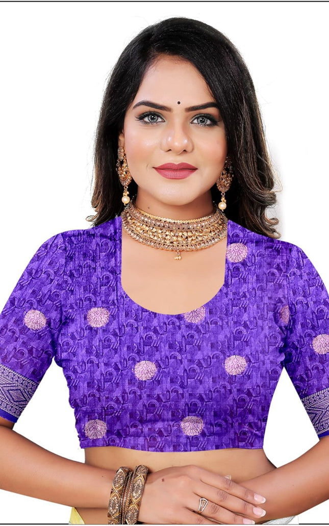 Women's Art Silk Block Digital Print Saree (Blue)