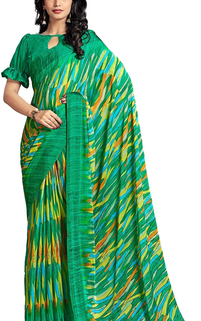 Printed Daily Wear Chiffon Saree (Multicolor)