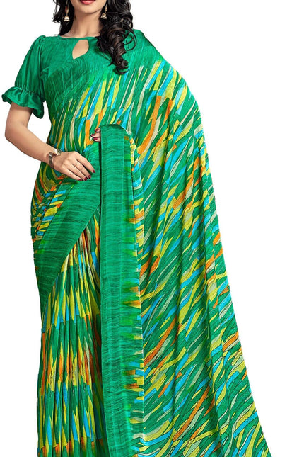 Printed Daily Wear Chiffon Saree (Multicolor)