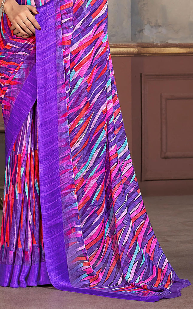 Printed Daily Wear Chiffon Saree (Multicolor)