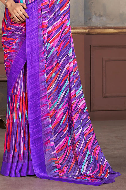 Printed Daily Wear Chiffon Saree (Multicolor)