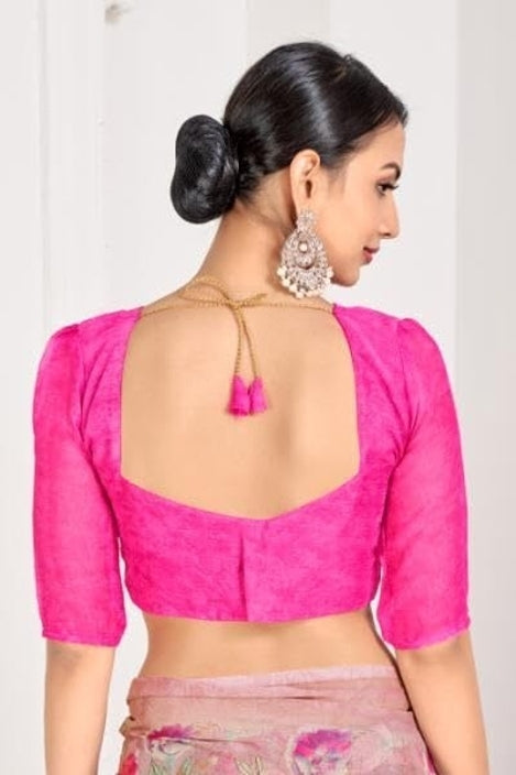 Floral Print, Graphic Print, Printed Bandhani Chiffon, Georgette Saree (Pink)