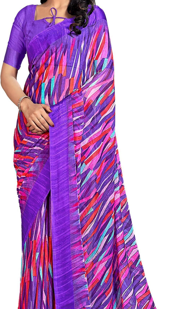 Printed Daily Wear Chiffon Saree (Multicolor)