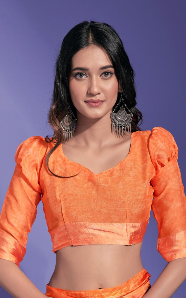 Geometric Print Daily Wear Chiffon Saree (Multicolor)