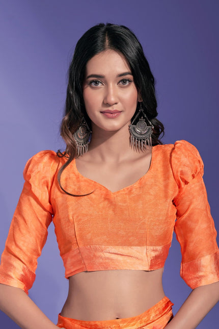 Geometric Print Daily Wear Chiffon Saree (Multicolor)