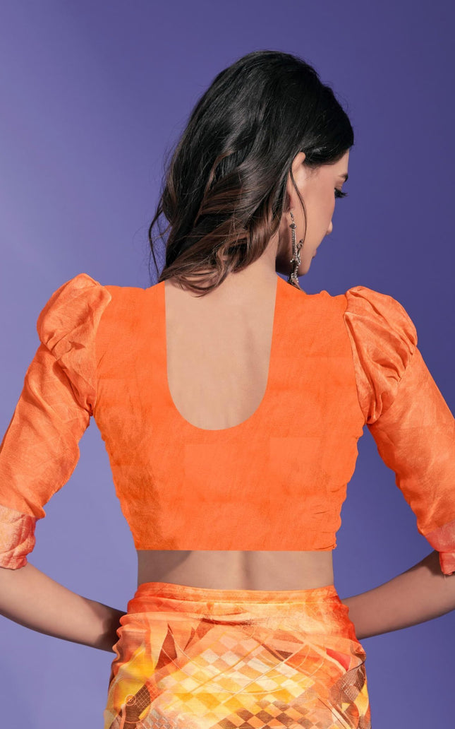 Geometric Print Daily Wear Chiffon Saree (Multicolor)