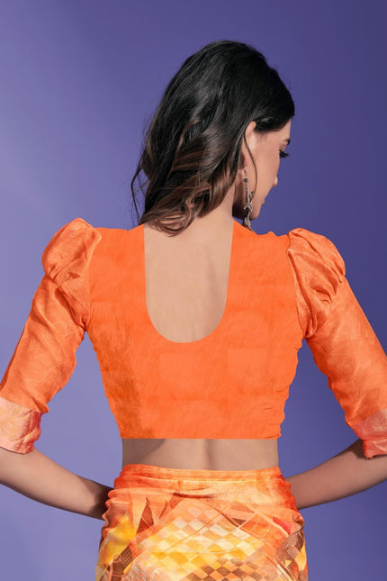 Geometric Print Daily Wear Chiffon Saree (Multicolor)