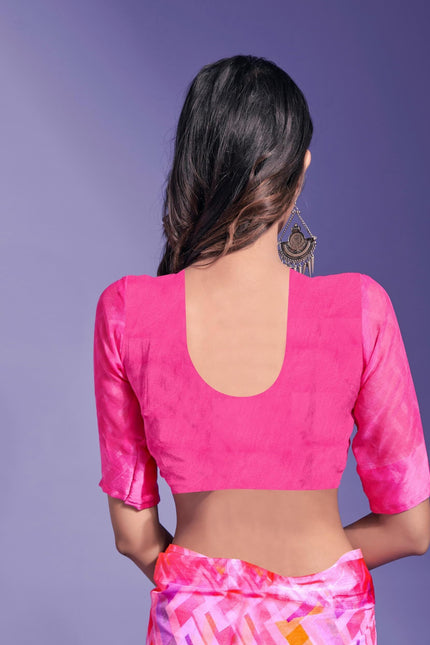 Geometric Print Daily Wear Chiffon Saree (Multicolor)