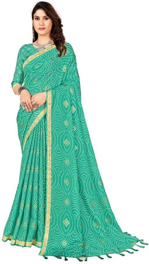 Graphic Print Manipuri Silk Blend Saree (Blue)