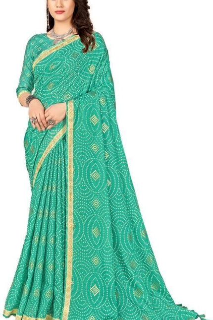 Graphic Print Manipuri Silk Blend Saree (Blue)