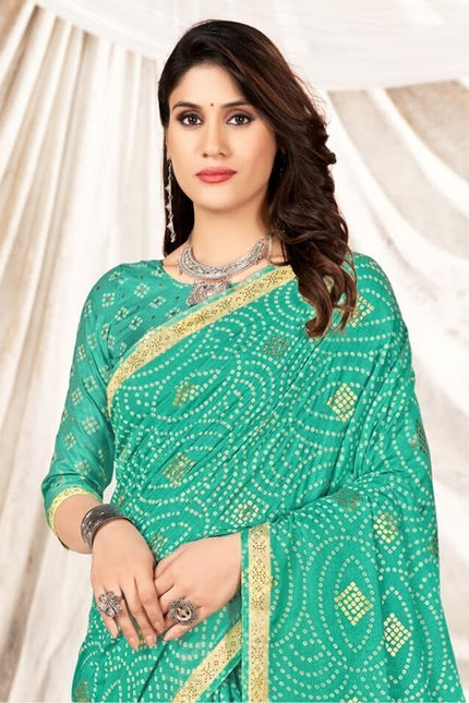 Graphic Print Manipuri Silk Blend Saree (Blue)