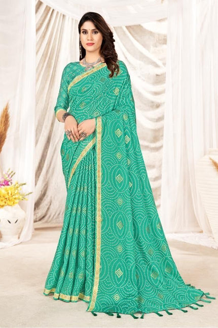 Graphic Print Manipuri Silk Blend Saree (Blue)