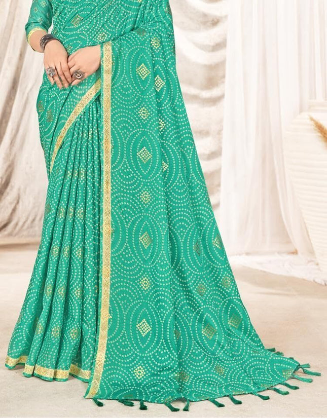 Graphic Print Manipuri Silk Blend Saree (Blue)