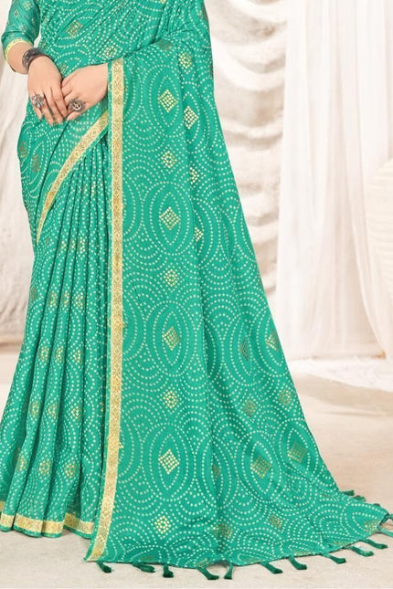 Graphic Print Manipuri Silk Blend Saree (Blue)