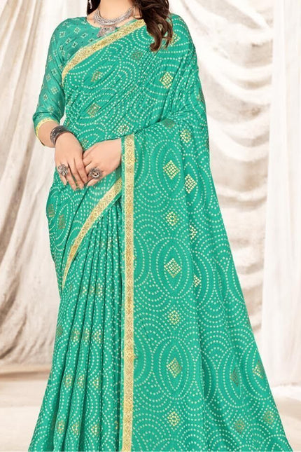 Graphic Print Manipuri Silk Blend Saree (Blue)