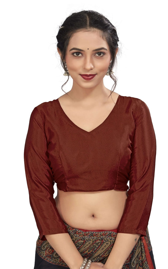 Plain Self Printed, Italian Silk Crape Saree With Contrast Pallu (Black)