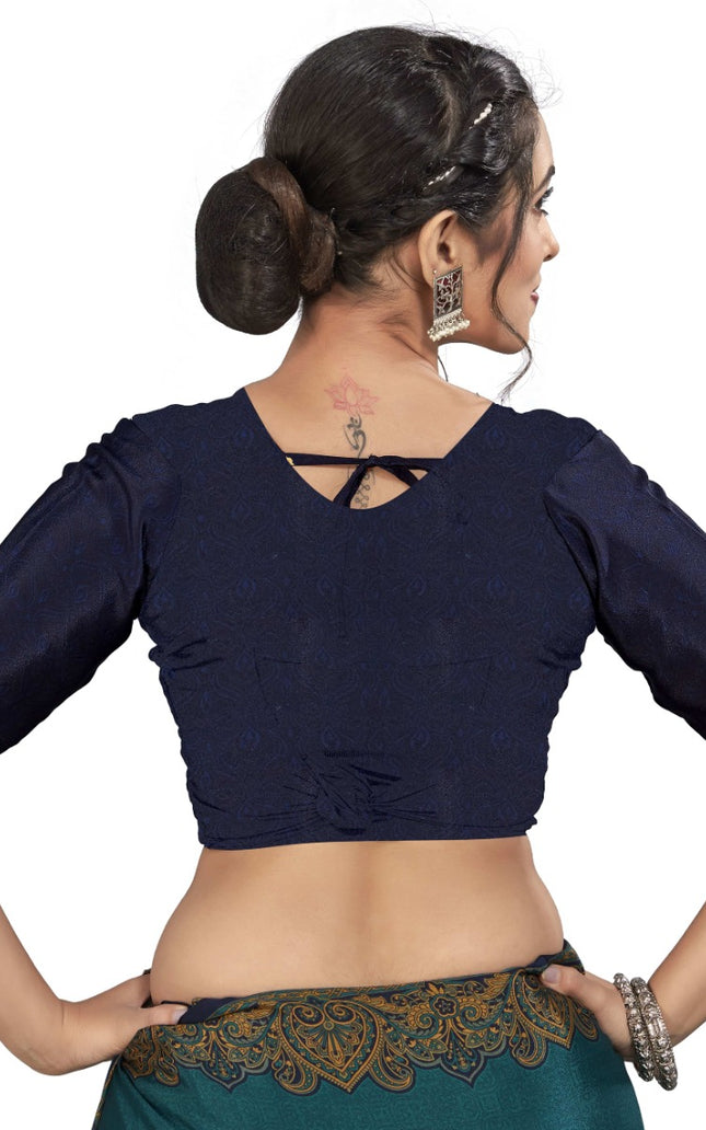 Plain Self Printed, Italian Silk Crape Saree With Contrast Pallu (Rama)