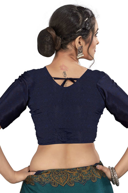 Plain Self Printed, Italian Silk Crape Saree With Contrast Pallu (Rama)