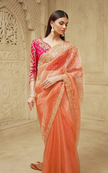 Gold Sparkle Georgette Silk Saree
