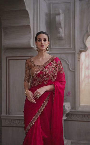 Cherry Blossom Satin & Pure Silk Blouse